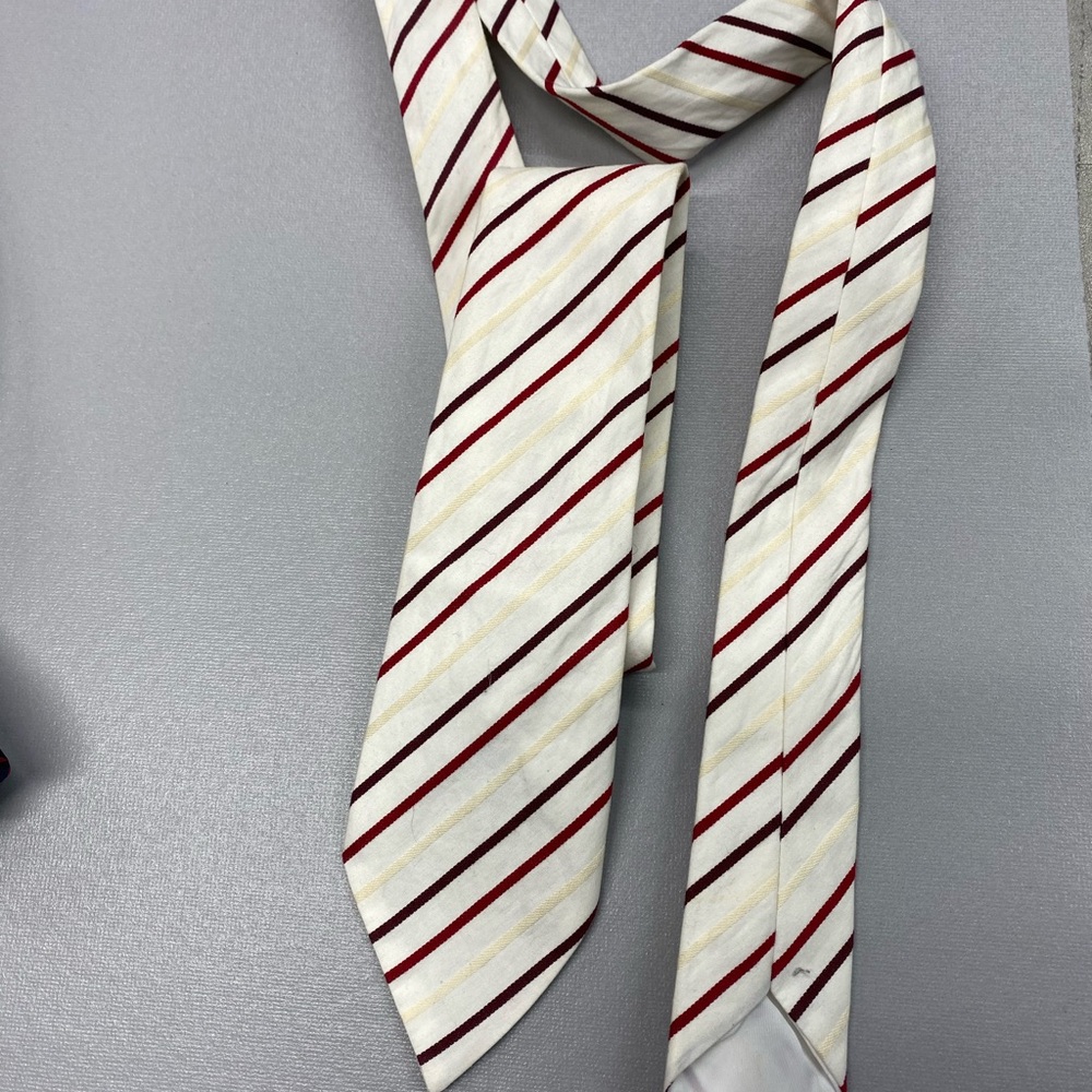 Striped Tie with Red and Cream Accents